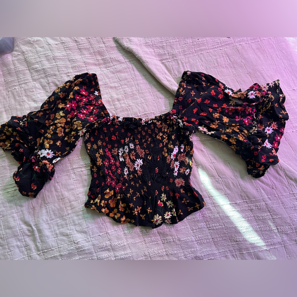 Patrons of Peace Black Floral Top